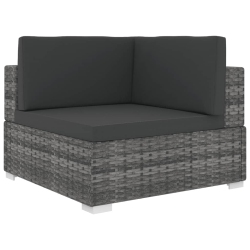 VIDAXL Sectional Corner Chair With Cushions Poly Rattan In Gray