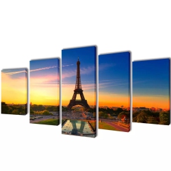 VIDAXL Canvas Wall Print Set Eiffel Tower 79" X 39