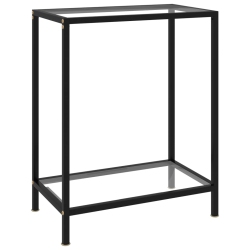 VIDAXL Console Table Transparent 23.6"x13.8"x29.5" Tempered Glass