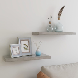 VIDAXL Floating Wall Shelves 2 PCs Concrete 23.6"x9.3"x1.5" Mdf In Gray