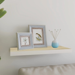 VIDAXL Floating Wall Shelf Oak And 23.6"x9.3"x1.5" Mdf In White