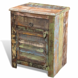 VIDAXL End Table With 1 Drawer 1 Door Reclaimed Wood