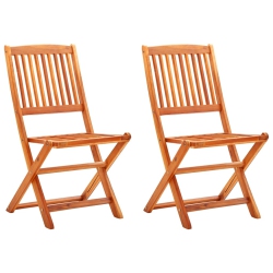 VIDAXL Folding Patio Chairs 2 PCs Solid Eucalyptus Wood