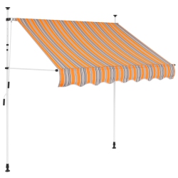 VIDAXL Manual Retractable Awning 78.7" And Blue Stripes In Yellow