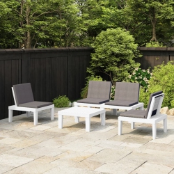 VIDAXL 4 Piece Patio Lounge Set With Cushions Plastic In White