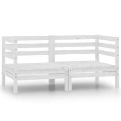 VIDAXL Patio Corner Sofas 2 PCs Solid Pinewood In White