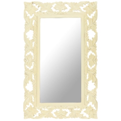 VIDAXL Hand Carved Mirror 31.5"x19.7" Solid Mango Wood In White