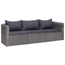 VIDAXL 3 Piece Patio Sofa Set With Cushions Poly Rattan In Gray