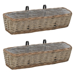 VIDAXL Balcony Planter 2 PCs Wicker With Pe Lining 23.6