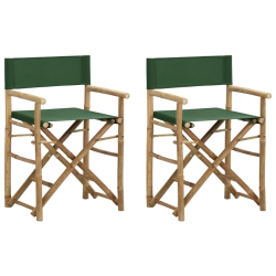 VIDAXL Folding Director's Chairs 2 PCs Bamboo And Fabric In Green