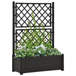 VIDAXL Garden Planter With Trellis 39.4”X16.9”X55.9” Pp Anthracite