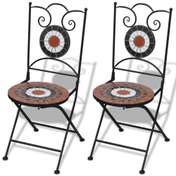 VIDAXL Folding Bistro Chairs 2 PCs Ceramic Terracotta And In White