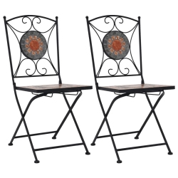 VIDAXL Mosaic Bistro Chairs 2 PCs Orange/gray