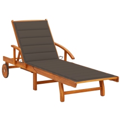 VIDAXL Patio Sun Lounger With Cushion Solid Acacia Wood