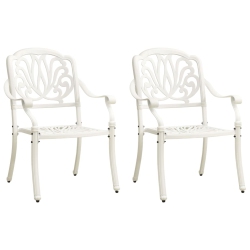 VIDAXL Patio Chairs 2 PCs Cast Aluminum In White