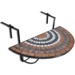 VIDAXL Hanging Balcony Table Terracotta And Mosaic In White