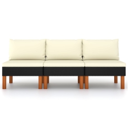 VIDAXL Middle Sofas 3 PCs Poly Rattan And Solid Eucalyptus Wood