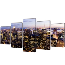 VIDAXL Canvas Wall Print Set Birds Eye View Of New York Skyline 79" X 39