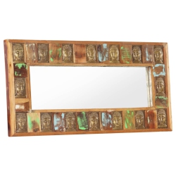 VIDAXL Mirror With Buddha Cladding 43.3"x19.7" Solid Reclaimed Wood