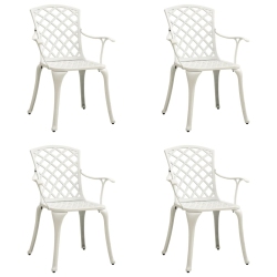VIDAXL Patio Chairs 4 PCs Cast Aluminum In White