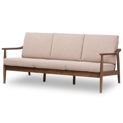 BOWERY HILL Fabric Sofa In And Walnut Brown In Light Brown