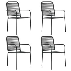 VIDAXL Patio Chairs 4 PCs Cotton Rope And Steel In Black