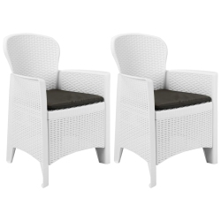 VIDAXL Patio Chairs 2 PCs With Cushion Plastic Rattan Look In White