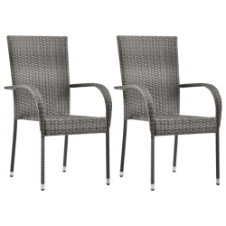 VIDAXL Stackable Patio Chairs 2 PCs Poly Rattan In Gray