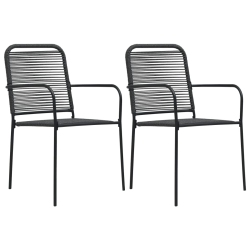VIDAXL Patio Chairs 2 PCs Cotton Rope And Steel In Black