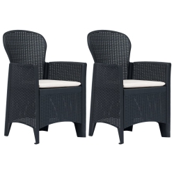 VIDAXL Patio Chairs 2 PCs With Cushion Anthracite Plastic Rattan Look