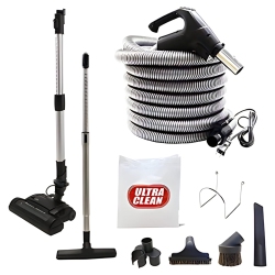ULTRA CLEAN Central Vacuum Carpet Deluxe Accessory Kit \w High-Voltage Hose, 6 Adjustable Heights Electric Carpet Beater, Floor Brush & Accessories