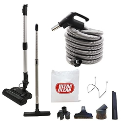 ULTRA CLEAN Central Vacuum Carpet Deluxe Accessory Kit \w High-Voltage Hose, 6 Adjustable Heights Electric Carpet Beater, Floor Brush & Accessories