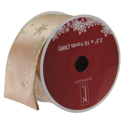 NORTHLIGHT Sparkling Stars Christmas Wired Craft Ribbon 2.5" X 10 Yards In Gold