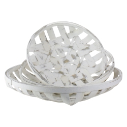 RAZ Set Of 3 Circular Woven Baskets 24.5" In White