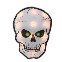 NORTHLIGHT 12" Lighted Holographic Halloween Skull Window Silhouette Decoration