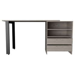 ATLIN DESIGNS Modern Wood Desk With 2-Drawer & 2 Shelves In Light In Gray