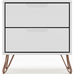 MANHATTAN COMFORT Rockefeller Wood Nightstand In In White