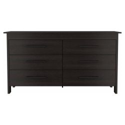 ATLIN DESIGNS Modern Wood Bedroom Double Dresser With 6-Drawer In In Black