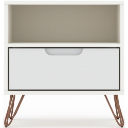 MANHATTAN COMFORT Rockefeller Modern Glam Nightstand In Engineered Wood In White
