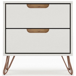 MANHATTAN COMFORT Rockefeller Modern Nightstand In Off & Natural Engineered Wood In White