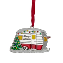 NORTHLIGHT 3.5" Plated Camper With European Crystals Christmas Ornament In Silver