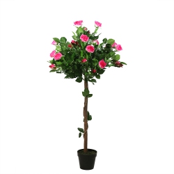 NORTHLIGHT 47" Potted And Pink Artificial Rose Tree In Green