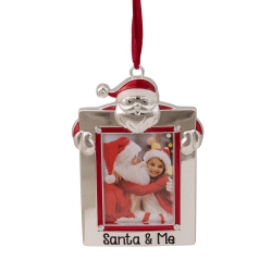 NORTHLIGHT 3.5" "santa And Me" Photo Frame Christmas Ornament With Crystals In Silver