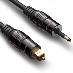 ALBERTATECH (3M / 10Ft) 24K Plated Toslink to Mini Toslink Digital S/pdif Audio Cable With Metal Connectors In Gold
