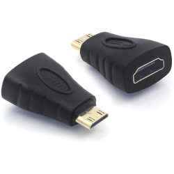 ALBERTATECH HDMI Mini Adapter Gold Plated Connector Mini HDMI Male to Standard HDMI Female Converter (2 Pack) Compatible In Black