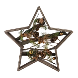 NORTHLIGHT 15.25" Mixed Branches In Star Wood Frame Table Or Wall Decoration