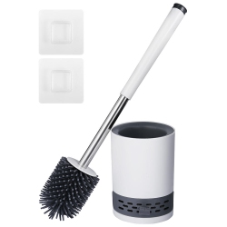 LIVINGBASICS Wall Mounted Toilet Brush for Bathroom \w Round Holder, Silicone Toilet Cleaning Kit for Cleaning Toilets Sinks, Washbasins And Bathtubs