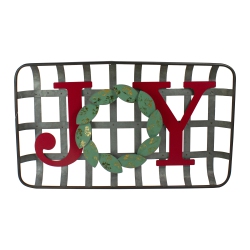 NORTHLIGHT 24" And Green "joy" Rustic Tobacco Basket Christmas Wall Decor In Red