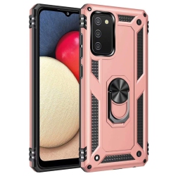CSMART 【】 Anti-Drop Hybrid Magnetic Hard Armor Kickstand Case With Ring Holder for Samsung Galaxy A03S, Rose In Gold