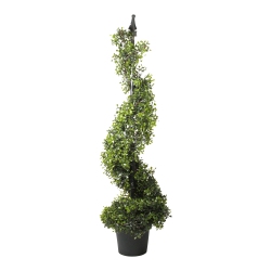 NORTHLIGHT 3.75' Two-Tone Boxwood Spiral Potted Artificial Topiary - Unlit